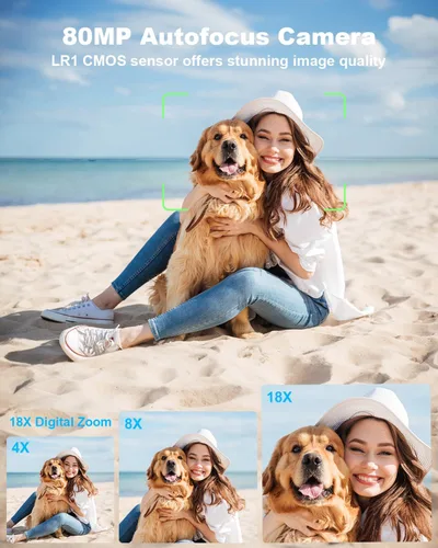 Vista 3 de Cámaras digitales 5K para fotografía: Actualización 2026 80MP 3.5 "+2" Pantalla dual para autoencuadre 18X Zoom Cámara de vlogging de enfoque