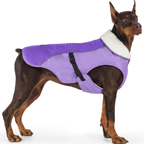 Vista 13 de EMUST Chaqueta de invierno para perro, ropa resistente al viento para el clima frío, abrigos reflectantes para perros, chaqueta cálida