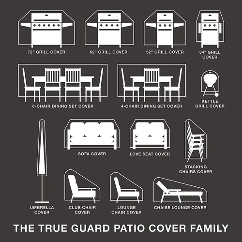 Vista 8 de True Guard Fundas de muebles de patio impermeables resistentes - Se adapta a juegos de comedor de 4 sillas, mesa redonda/cuadrada, diseño octágono