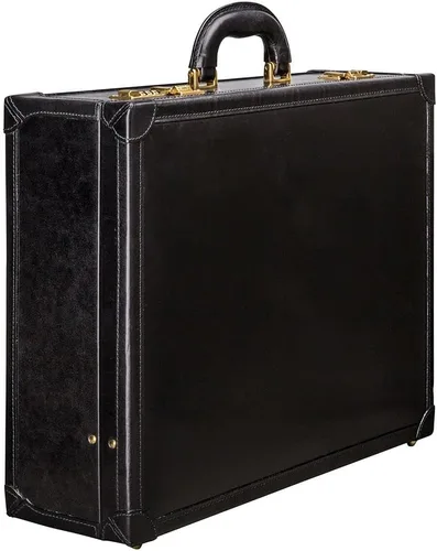 Vista 6 de Maxwell Scott Mens Quality Leather Large Attaché Briefcase The Buroni Handmade In Italy Night Black