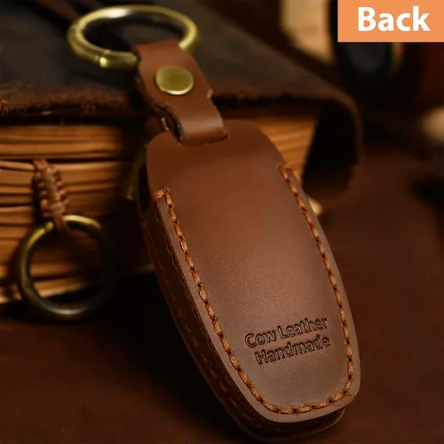 Vista 4 de OLLEN Funda para llavero de cuero genuino sin tornillos, compatible con Audi A3 A6 A6L A7 A8 Q7 Q8 E-Tron S3 S6 S7 SQ7 RS6 RS7, etc, protector