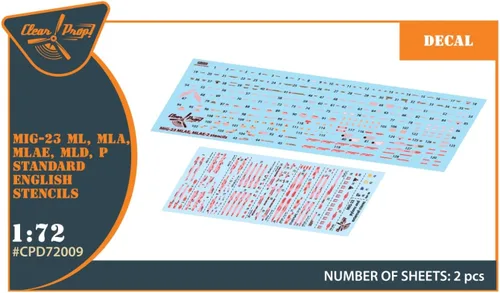 Vista 2 de CLEAR PROP Plantillas inglesas estándar CPD72009 1/72 MiG-23ML, MLA, MLD, P, MLAE para kits de CP y otros