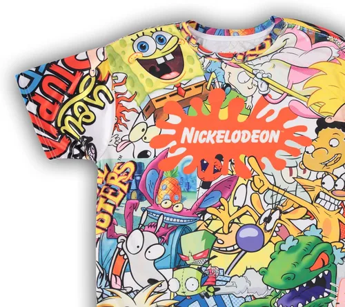 Vista 4 de Nickelodeon Camisa de dibujos animados de los años 90 para hombre, Rugrats Hey Arnold Ren & Stimpy Rocko's Modern Life Tie Dye Camiseta
