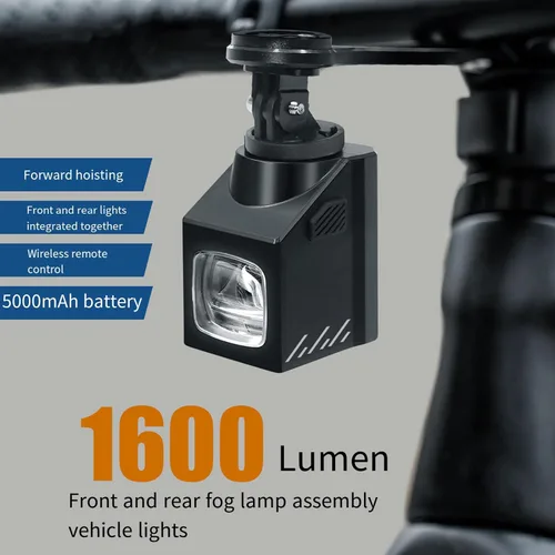 Vista 5 de Extremo brillante ciclo luz frontal cambio remoto agua 1600LM haz noche ciclismo advertencia luz de haz ancho ciclo luz