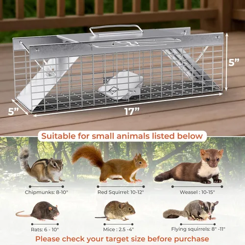 Vista 2 de HOMESTEAD Trampa para Ratas Vivas para Interiores/Exteriores - Trampa para Ardillas, Trampa Humanitaria para Ardillas, Conejos Pequeños, Comadrejas