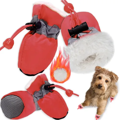 Vista 8 de Botas de nieve para perro, botas de nieve para perros de invierno, botas y protector de patas, botines cálidos para cachorros con tira reflectante