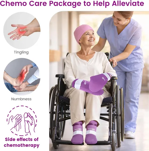 Vista 2 de SuzziPad Calcetines fríos y paquete de hielo para manos, guantes de enfriamiento para quimioterapia, paquete de cuidado de quimioterapia