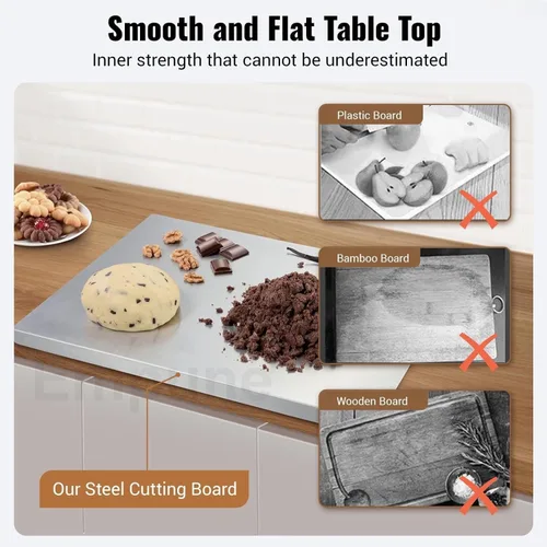 Vista 3 de EVERSYS - Tabla de cortar de acero inoxidable de alta calidad, tabla de cortar grande para verduras, carne y pastelería, reversible y apta