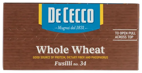 Vista 5 de De Cecco Pasta Fusilli trigo entero, 13.25 oz