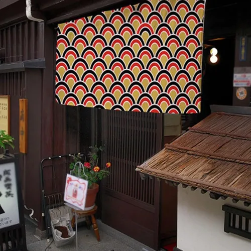 Vista 4 de Konsilsa Cortina japonesa Noren, letrero de restaurante japonés de sushi, decoración de puerta, cortina para restaurante, sushi, decoración