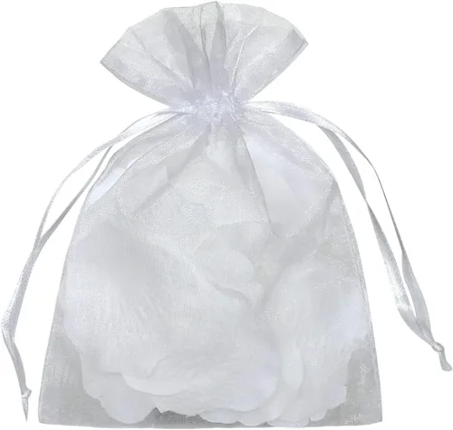 Vista 15 de YunKo - 50 bolsas de organza blanca de 6.5 x 9 pulgadas con cordón de malla Blanco