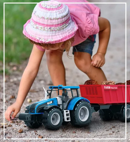 Vista 6 de Mozlly Juego de juguete de remolque de tractor de granja alimentado por fricción, juguetes de remolque de 16 pulgadas para niños y niñas, tanque