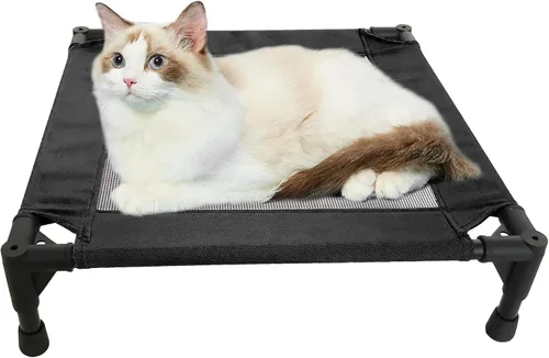 Vista 4 de Pozico Cama elevada para mascotas con malla transpirable para gatos y perros pequeños, cuna refrescante elevada para cachorros y gatitos, 18.9 x