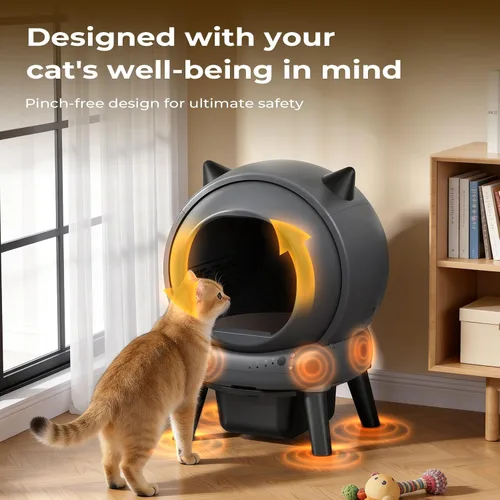 Vista 3 de Caja de arena autolimpiante para varios gatos, caja de arena automática E2, robot autolimpiante con control inteligente de aplicación y monitoreo