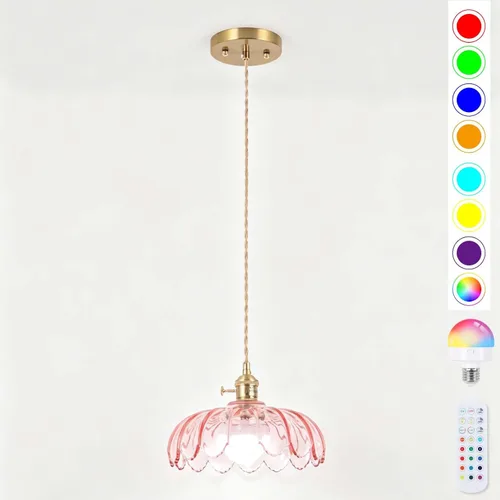 Vista 16 de Luminarias de Lámpara Colgante, Lámpara Colgante con Enchufe de Cristal de 6.6 Pulgadas, Lámpara Colgante de Cristal, Iluminación Colgante E26
