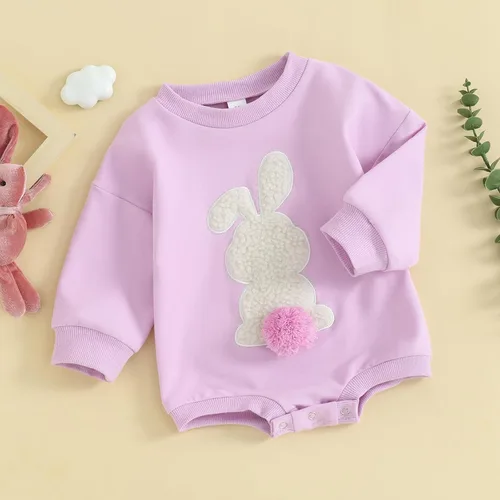 Vista 2 de Xiaodriceee Traje de Pascua para bebé, niña, niño, sudadera de manga larga, mameluco de burbujas, ropa de otoño e invierno
