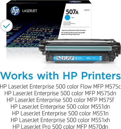 Vista 2 de HP 507A (CE401A) cartucho de tóner cian original LaserJet.