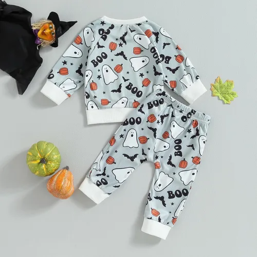 Vista 58 de Karwuiio Conjunto de disfraz de Halloween para bebé, sudadera de manga larga y pantalones para otoño