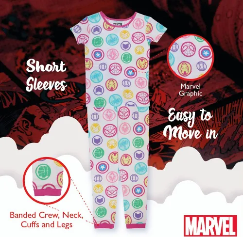 Vista 4 de Marvel Conjunto de pijama unisex de algodón ajustado de 2 piezas, suave y lindo para niños