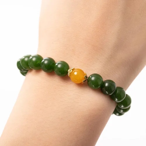 Vista 6 de Pulseras de cristal con cuentas de Charka para mujer, hechas a mano con aventurina verde de 0.315 pulgadas (0.315 in), pulseras de piedra de cristal