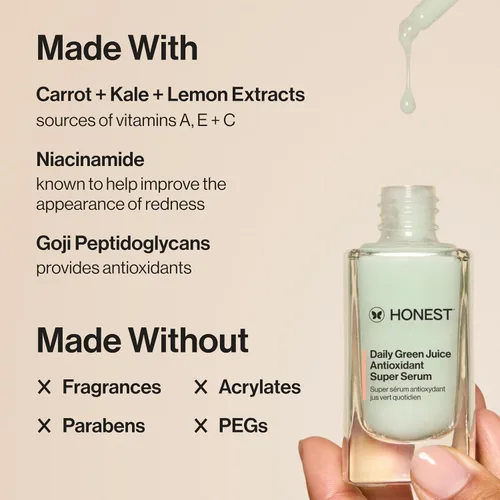 Vista 8 de Honest Beauty Trío hidratante diario Limpiador de gel suave, suero antioxidante de jugo verde, crema de hidrogel Rutina de 3 pasos Vegano +