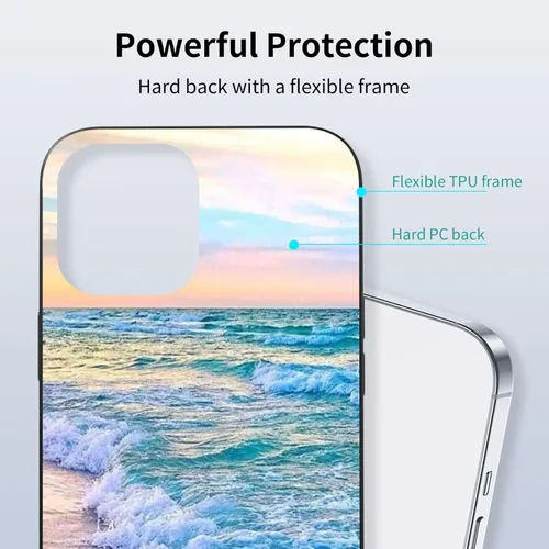 Vista 4 de Funda compatible con iPhone 11, funda estética Beach Wave Sunset Glow para iPhone, protección contra caídas, delgada, a prueba de golpes, funda