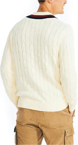 Vista 3 de Nautica Suéter de punto trenzado con cuello en V para hombre