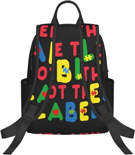Vista 2 de Please Be Patient I Have Autism Mochila mochila de gran capacidad mochila ligera para uso diario y escuela color negro Ver la conciencia Capaz No