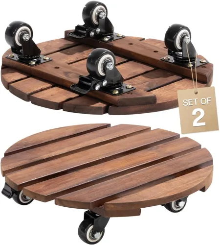 Vista 12 de Idzo Paquete de 2 cajas de madera de 12 pulgadas con ruedas resistentes, capacidad de 264 libras, plataforma de madera dura de acacia, soporte