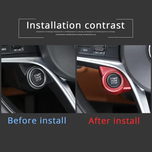 Vista 2 de Para Alfa Romeo Giulia Stelvio 2017-2019 ABS Plástico Car Start Motor Stop Cover Trim Accesorios (Rojo)
