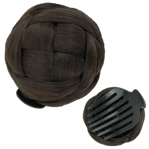 Vista 20 de IMISSU Trenzado Chignon Dancer Hair Donut Hairpieces Scrunchie Claw Hair Moño Updo para bodas y fiestas (M3 rubio ceniza)