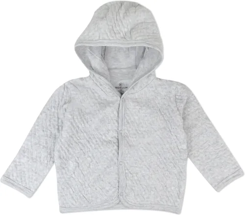 Vista 8 de HonestBaby Matelasse - Chaqueta con capucha frontal de algodón orgánico para bebés, niños y niñas unisex Negro