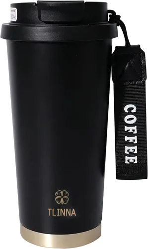 Vista 8 de [Tapa 2 en 1] Taza de viaje, taza de café, taza de café, revestimiento de cerámica forrada, acero inoxidable 316, sin BPA, vaso aislado al vacío