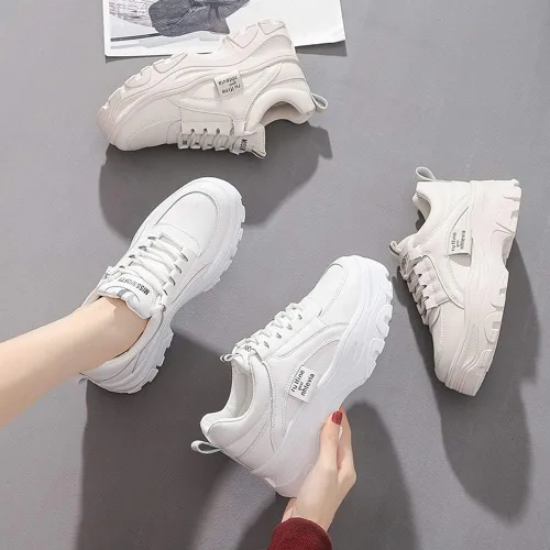 Vista 5 de NCNDB Zapatos deportivos de plataforma para mujer, con cordones, de moda, con parte inferior aumentada