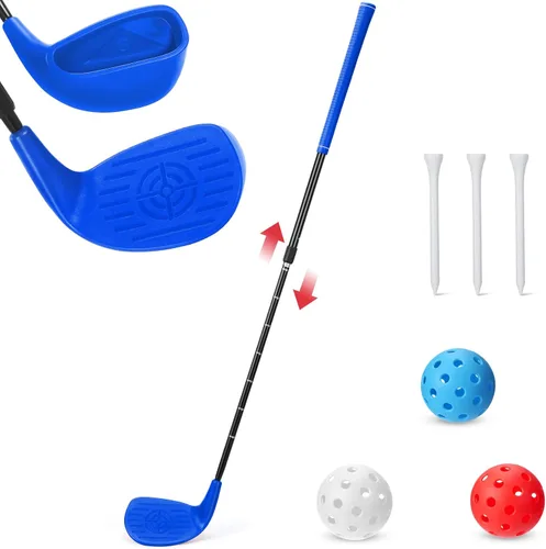 Vista 8 de Realspring Juego de palos de golf ajustables para patio trasero, palos de astillado de plástico, bolas de plástico para exteriores, interiores