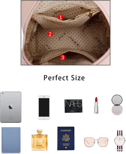 Vista 5 de KKXIU Mochila pequeña para niñas, de piel vegana, mini bolsa de libros para mujeres, linda mochila con pompones para adolescentes
