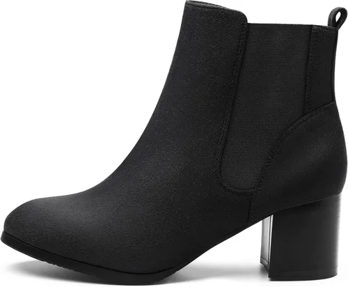 Vista 2 de DREAM PAIRS Botas elásticas Gore Chelsea para mujer, botines de tacón grueso