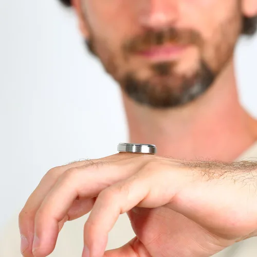 Vista 6 de Anillo giratorio de titanio cepillado para hombre, de 0.315 pulgadas y 0.315 pulgadas (0.236 in0.315 in), anillos giratorios de boda para hombres
