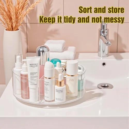 Vista 6 de Lonian Organizador de maquillaje giratorio de 360°, almacenamiento cosmético acrílico ajustable, organizadores de cosméticos y soporte de maquillaje