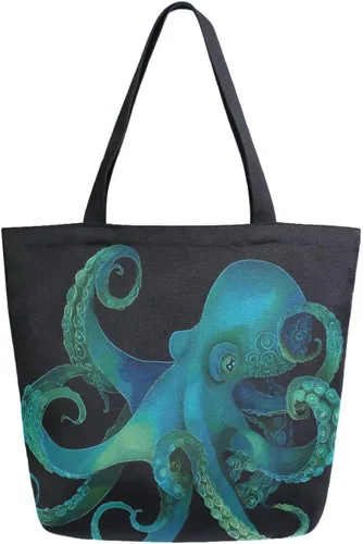 Vista 47 de ALAZA - Linda bolsa de lona grande con diseño de bulldog pug negro francés, reutilizable, para compras, con asas, resistente, lavable Multi 13