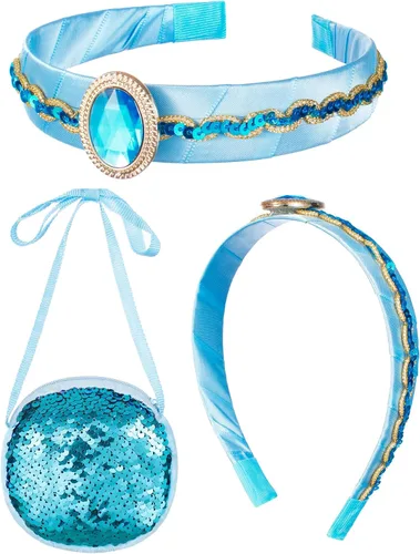 Vista 2 de Arabian Princess Costume for Girls Birthday Dress Up, Girls Halloween Costume, Trick or Trea, Theme Party, Role Play, with Small Bag, Headband