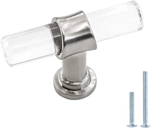Vista 13 de homdiy LS9165GD76 - Tiradores acrílicos de latón cepillado para cajones, manijas de gabinete transparentes para cajones de tocador, manijas