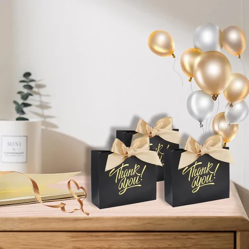 Vista 3 de KPOSIYA Bolsas de regalo pequeñas, paquete de 50 bolsas pequeñas de agradecimiento de 4.5 x 1.8 x 3.9 pulgadas, bolsa de regalo para fiesta, cajas