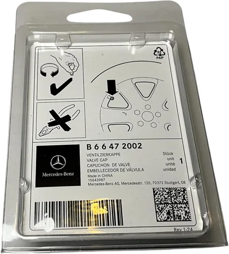 Vista 3 de Auténtico capuchón de Válvula para Mercedes Benz Estilo negro, B66472002 (Set de 4)