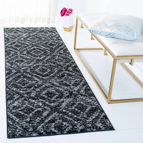 Vista 9 de SAFAVIEH Colección Adirondack Alfombra Decorativa - 2'6" x 4', Negro y Marfil, Diseño Moderno Desgastado, No Desprende Pelusa y Fácil Cuidado, Ideal