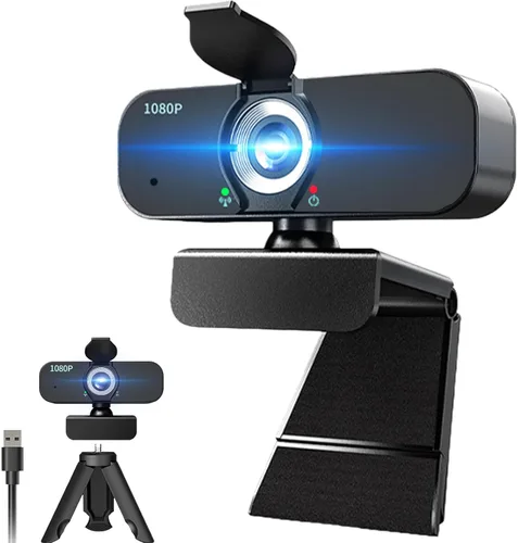 Vista 10 de Cámara web 2K para computadora/laptop/escritorio/PC, cámara con micrófono, USB Plug&Play, corrección automática de poca luz, cubierta de privacidad