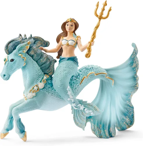 Vista 8 de Schleich Bayala - Figura de sirena Eyela de 3 piezas con caballo mágico, juguete de sirena y caballito de mar para niñas y niños, juguete submarino