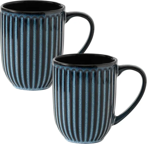 Vista 9 de Taza de café de cerámica HASENSE, taza grande de café de 20 oz con asa, taza de porcelana para café, té y cacao con diseño acanalado moderno, apta