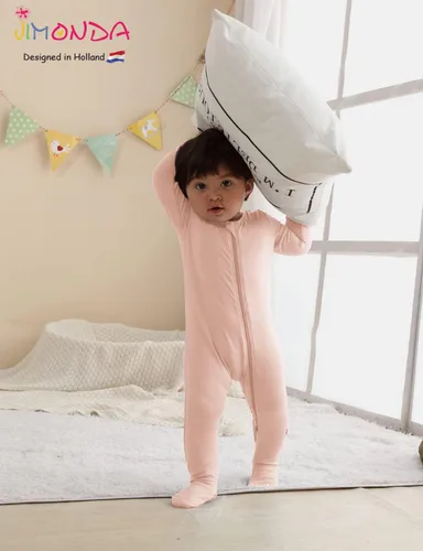 Vista 10 de Jimonda Pijama de bambú para bebé, unisex, para niños y niñas, de una pieza, manga larga, cierre de cremallera de 2 vías, mameluco