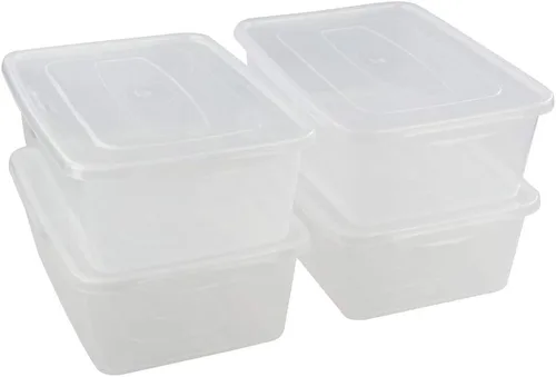 Vista 9 de Jekiyo Caja de plástico de 2.5 cuartos de galón, contenedor transparente con mango negro, 4 paquetes